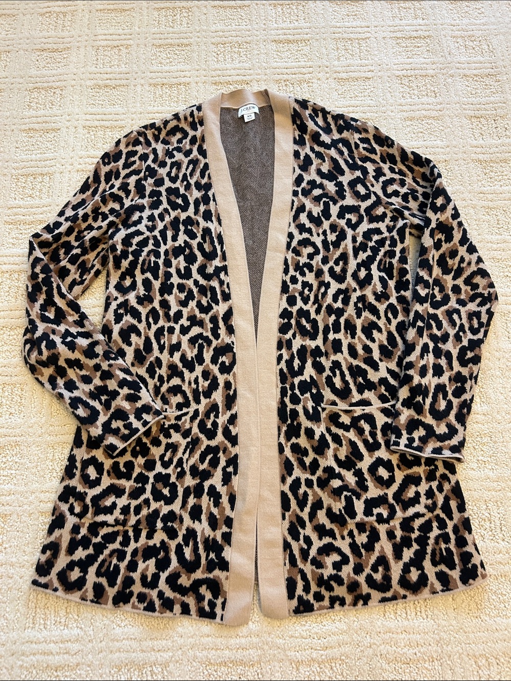 J. Crew Leopard Print Open Front Cardigan - Beige & Black